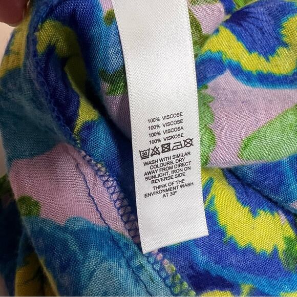 ASOS swim cover up skirt high slits pansy print Sz 2 - Picture 10 of 11